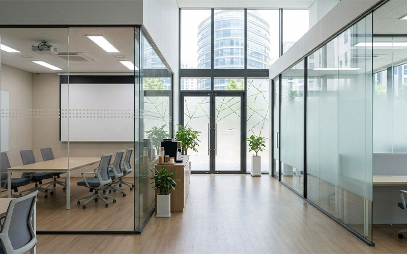 Privacy and frosted films for office glass