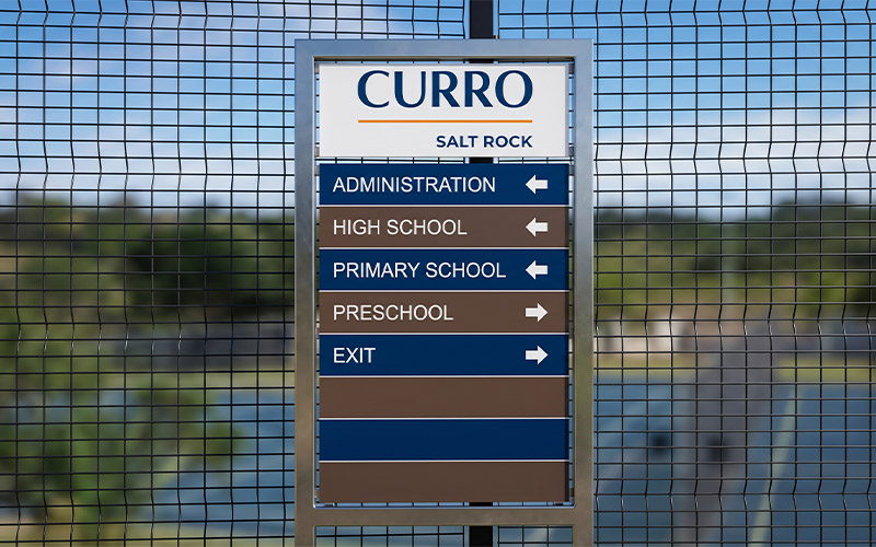 Outdoor external signage panel installed for a commercial site